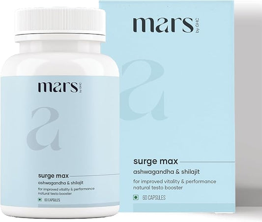 Mars Natural Surgemax Caps : Powered with Shilajit and Safed Musli | Natural Energy Booster | Strength,Stamina,Immunity - Pack of 1| 60 N