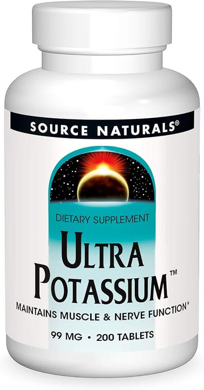 Source Naturals Ultra Potassium 99 mg Maintains Muscle & Nerve Function - Dietary Supplement - 200 Tablets