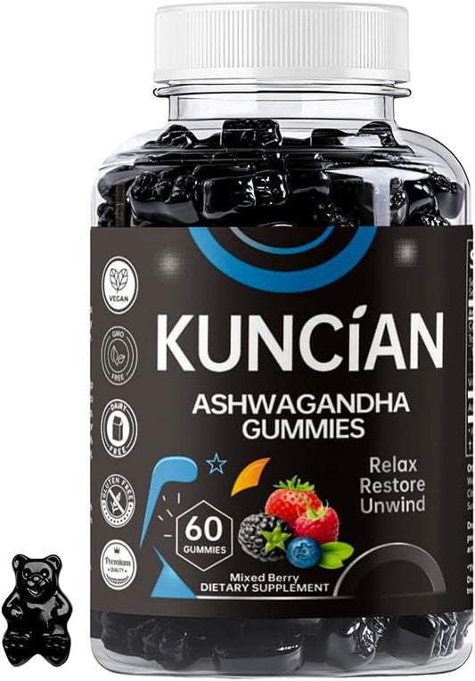 Ashwagandha & Vitamin D Gummy - 60 Count - Mixed Berry, KSM-66, Vegan & Vegetarians, Plant Based, Non-GMO, Gluten-Free & Gelatin Free Relax. Restore. Unwind, (Pack of 1)