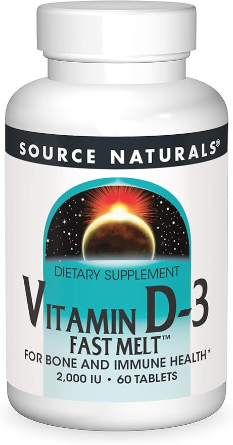 Source Naturals Vitamin D-3 2000 iu Supports Bone & Immune Health - Black Cherry Peach Flavor - 60 Fast Melt Tablets
