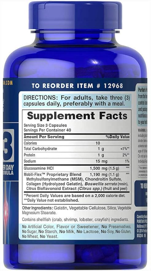 Puritan's Pride Glucosamine, Chondroitin & MSM-3 Per Day Formula