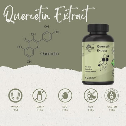 500mg Quercetin with Bromelain Capsules: Respiratory Support Non-GMO | Gluten Free | Supports Overall Health & Well Being (20 Capsules)