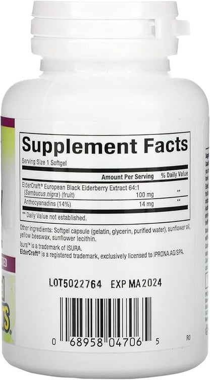 Natural Factors Black Elderberry, 100 mg, 60 Fast-Acting Softgels