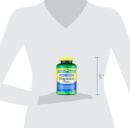 Magnesium 400 MG, Extra Strength, Magnesium Oxide 400MG, Tablets Dietary Supplement, 250 Count + Portable Pill Container (2 Items)