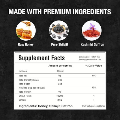 BARGAD Pure Himalayan Shilajit Sticks with Organic Honey & Saffron (7 Count) | Easy Single Use Shilajit Sticks | Boosts Energy & Immunity with 85+ Trace Minerals, 75%+ Fulvic Acid