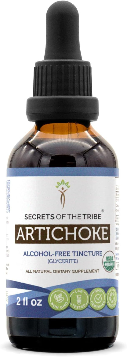 Secrets of the Tribe Artichoke USDA Organic | Alcohol-Free Extract, High-Potency Herbal Drops | Made from 100% Certified Organic Artichoke (Cynara scolymus) Dried Leaf 2 oz