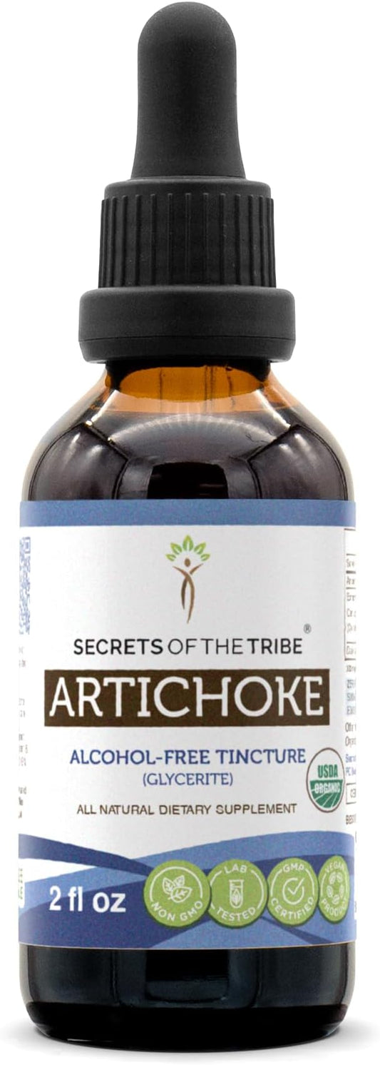 Secrets of the Tribe Artichoke USDA Organic | Alcohol-Free Extract, High-Potency Herbal Drops | Made from 100% Certified Organic Artichoke (Cynara scolymus) Dried Leaf 2 oz