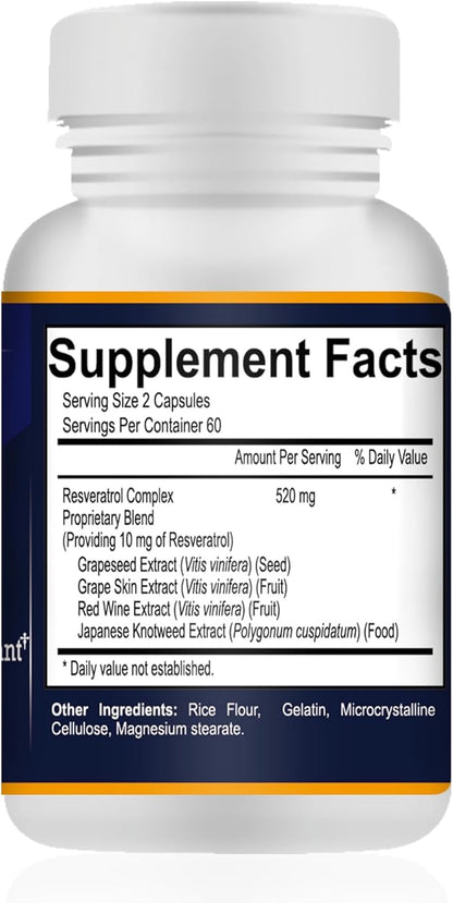 Resveratrol Complex Potent Antioxidants, 120 Capsules, 60 Days