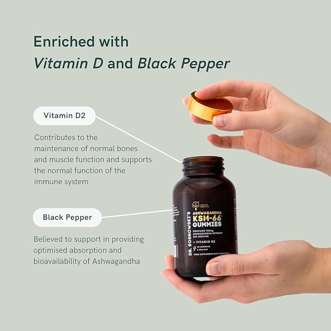 Dr Sosnowski's BioActive KSM-66 Ashwagandha Gummies | 750mg Ashwagandha Extract with Vitamin D2 (60 Gummies)