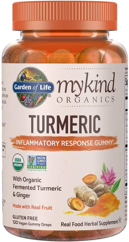 Garden of Life Organics Elderberry Gummies for Adults & Kids - Immune Support Supplement with Organic Fruit & Organics Turmeric Inflammatory Response Gummy - 120 Real Fruit Gummies for Kids & Adults