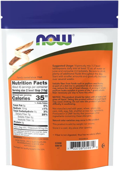 NOW Foods Psyllium Husks Whole, 16 Oz (Pack of 2)