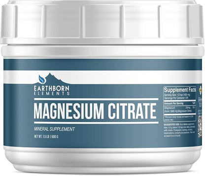 Earthborn Elements Magnesium Citrate (1.5 lb), Oral Supplement, No Additives or Fillers