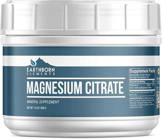 Earthborn Elements Magnesium Citrate (1.5 lb), Oral Supplement, No Additives or Fillers