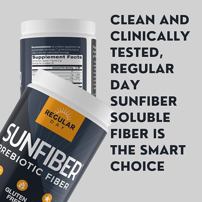 Sunfiber, Prebiotic Fiber Supplement for Digestive Health - Promotes Gentle Regularity | Gluten Free, Vegan, Dairy Free, Non-GMO, Keto, Tasteless | One Simple Ingredient | 30 Servings