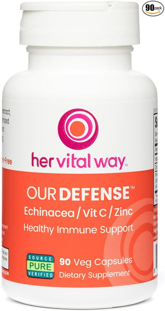 Our Defense Immune Support Supplement - Echinacea, Vitamin C, and Zinc Supplement - Premium Non-GMO Immune Booster for Adults (90 Vegetarian Capsules)