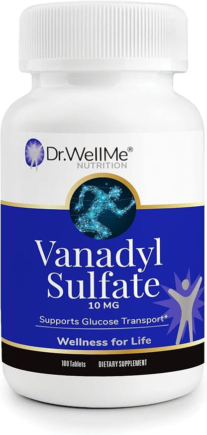 Dr.WellMe Vanadyl Sulfate Supplement 10 mg – 100 Tablets – Maintains Healthy Blood Sugar Level – Non-GMO, Gluten-Free Tablets for Blood Sugar & Glucose Support