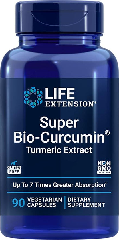 Life Extension Super Bio-Curcumin Turmeric Extract 400mg, 90 Veg Caps - Vegetarian Capsules - Non-GMO - Highly Absorbable