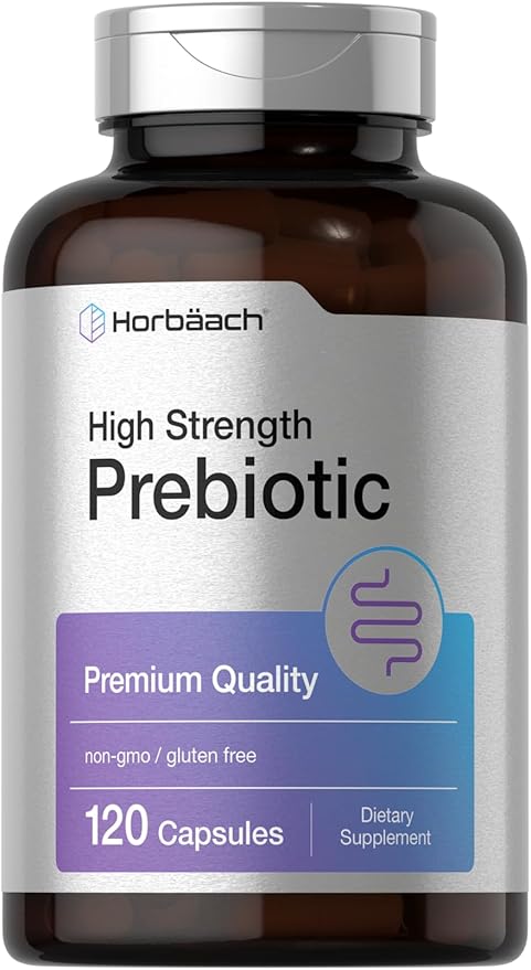 Horbäach Prebiotic for Men and Women | 120 Powder Pills | High Strength & Premium Quality Supplement | Non-GMO & Gluten Free Quick Release Capsules