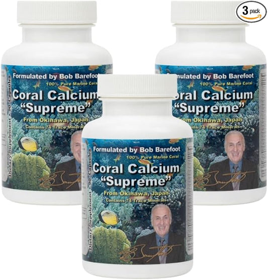 BOB'S BEST Coral Calcium Supreme I 100% Pure Marine Coral, 74 Trace Minerals, 1000 mg I 90 Capsules, Pack of 3