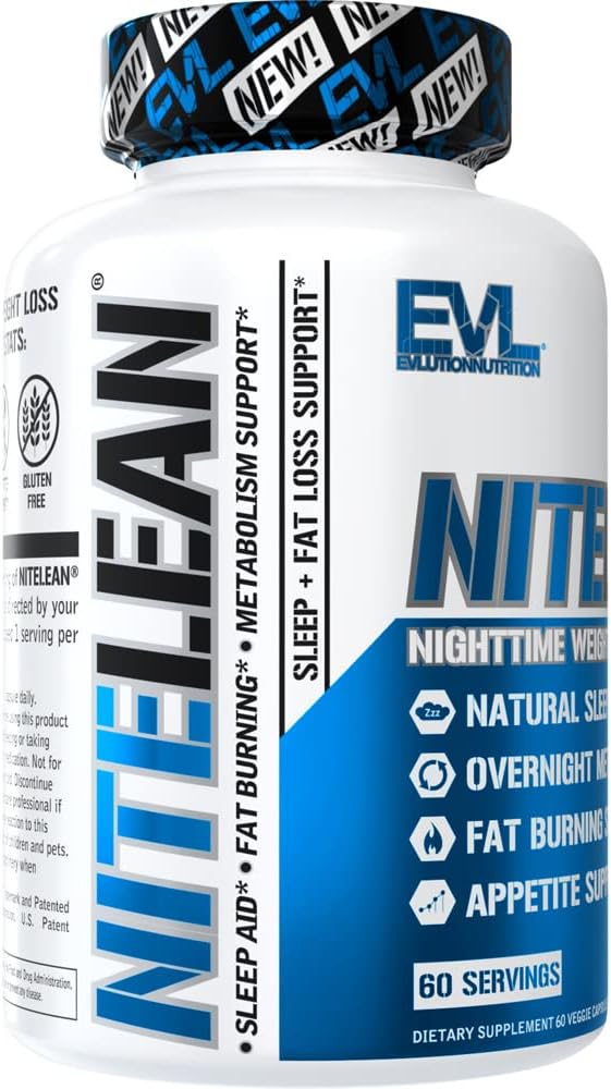 Evlution Nutrition Night Time Fat Burner Support - Overnight Sleep and Weight Loss Support Pills with Thermogenic Green Tea and White Kidney Bean Extract - Diet Pills That May Help Stubborn Fat Loss