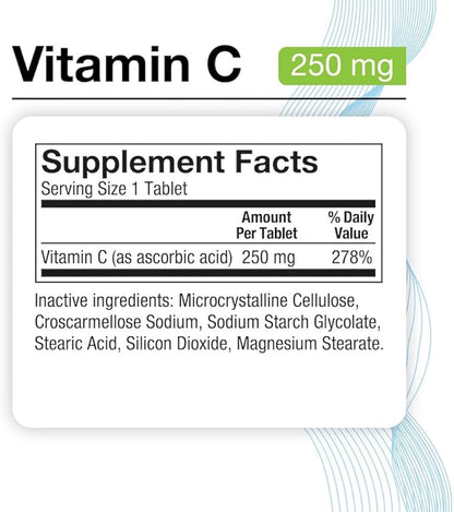 Puregen Labs Vitamin C 250 MG Supports a Healthy Immune System & Antioxidant Protection | Non-GMO | Gluten Free | Made in USA - 200 Tablets