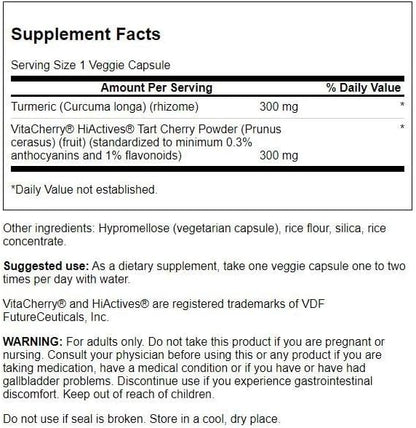 Swanson Hiactives Tart Cherry & Turmeric 60 Veg Capsules