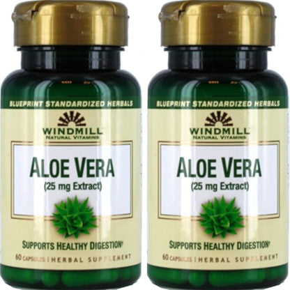 Windmill Natural Vitamins Aloe Vera (25mg Extract) 60 Capsules (Pack of 2)