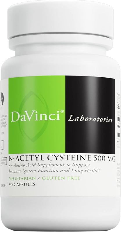 DAVINCI Laboratories - N-Acetyl Cysteine 500 mg - an Amino Acid Supplement to Support Immune System Function and Lung Health - Vegetarian, Gluten-Free - 90 Capsules