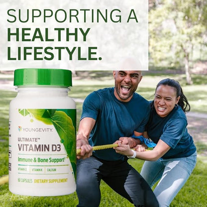 Youngevity Ultimate Vitamin D3 5000 IU with K2 – High-Potency Vitamin D3, Vitamin K2, and Calcium Supplement for Immune Support, Bone Density, and Heart Health – 60 Capsules