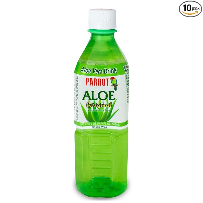 Parrot Brand Aloe Vera Juice Drink Original Flavor 500mL 16.9 fl.oz. (Pack of 10)