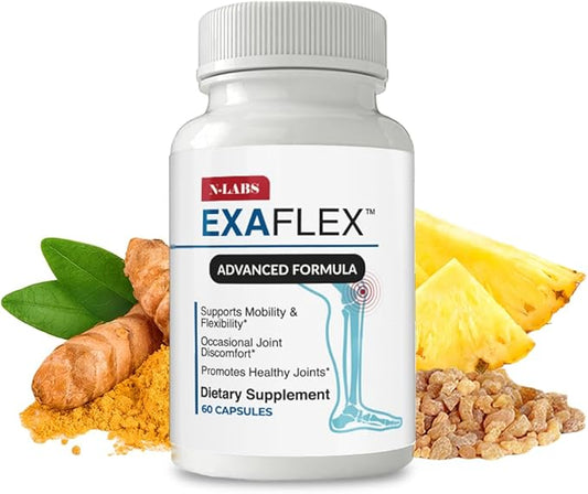 N-Labs ExaFlex Glucosamine Chondroitin MSM, Bromelain Capsules - Joint Supplements for Men and Women with Boswellia Extract, Turmeric and Quercetin - Supports Joint Health - Made in USA - 60 Capsules