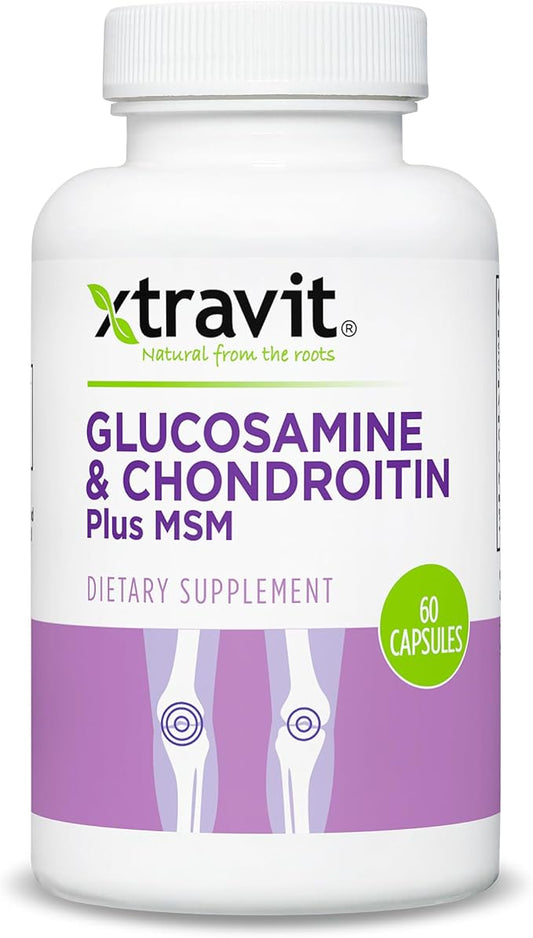 Glucosamine & Chondroitin Plus MSM – Natural Joint Support Supplement - Advanced Repair & Relief Supplements for Men & Women - Vegan, Non-GMO, Gluten Free, No Fillers, 60 Capsules