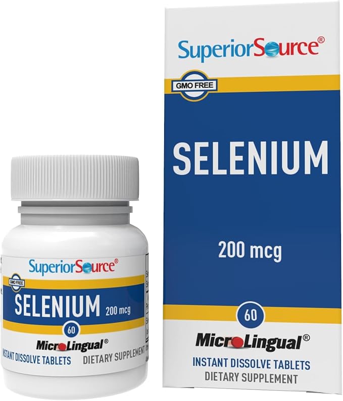 Superior Source Selenium 200 mcg - Immune Health Support Supplement - Selenomethionine Tablets Aid Thyroid Gland Function - Supplement Supports Recycling of Vitamin E - 60 Instant Dissolve Tablets