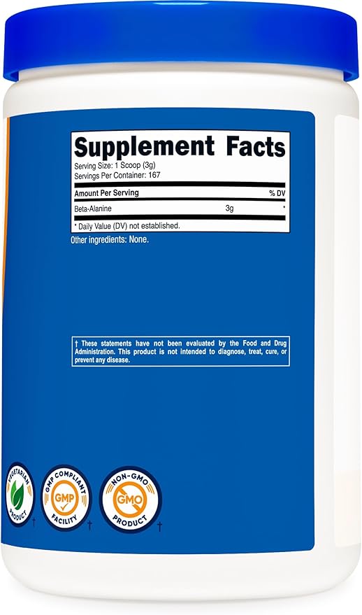 Nutricost Beta Alanine Powder 500 Grams (1.1lbs) - Pure Beta Alanine, Gluten Free & Non-GMO