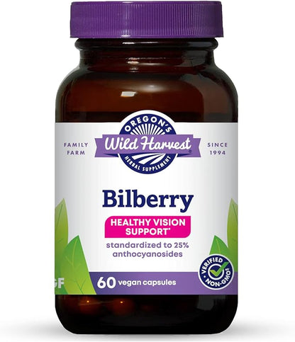 Oregon's Wild Harvest Bilberry Herbal Supplement Vegan Capsules, 880 mg, 60 Count