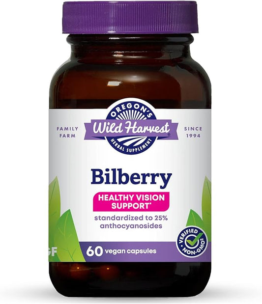 Oregon's Wild Harvest Bilberry Herbal Supplement Vegan Capsules, 880 mg, 60 Count