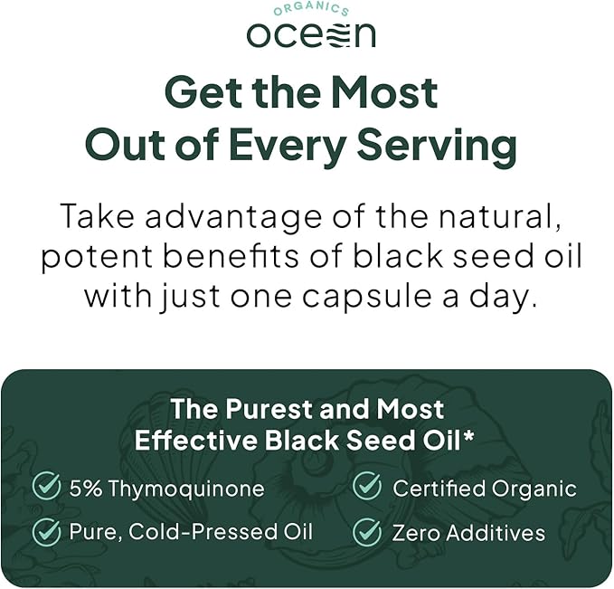 Better Organic Black Seed Oil Cold Pressed - Pure Nigella Sativa Oil for Immune Support - 5% Thymoquinone - Support Memory, Vitality, and Cellular Health