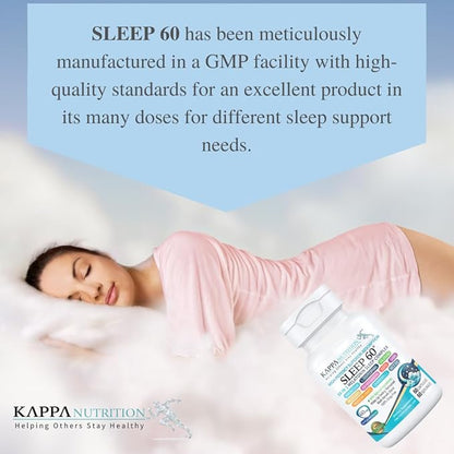 KAPPA NUTRITION Sleep 60, Sleep Aid, 60mg of Melatonin, 60-Day Supply, Non-Habit Forming Vegan Capsules Natural Ingredients for Easier Bedtime, Herbal Supplement, Valerian Root, Chamomile Non-GMO