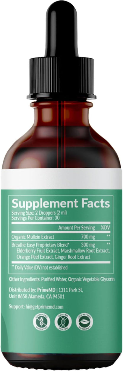 5-in-1 Mullein Drops for Lungs and Bronchial - Respiratory Lung Health Support with Mullen Leaf Extract for lungs - Mullein Tincture with Elderberry, Marshmallow, Ginger Root (120 Servings) (4-pack)