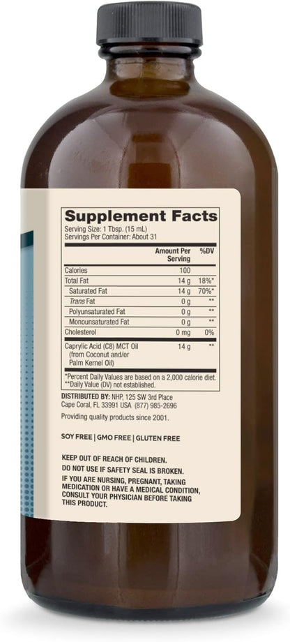 Dr. Mercola, Pure Power Ketone Energy Caprylic Acid MCT Oil, 16 FL oz (1 PT.) 473 mL, 31 Servings, Non GMO, Soy-Free, Gluten Free
