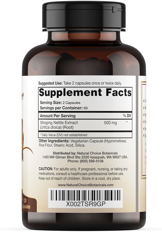 Stinging Nettle Root Extract Supplement - 120 Capsules, 2 Month Supply