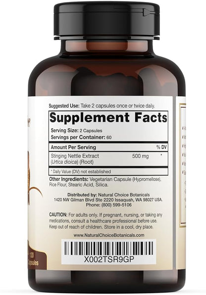 Stinging Nettle Root Extract Supplement - 120 Capsules, 2 Month Supply