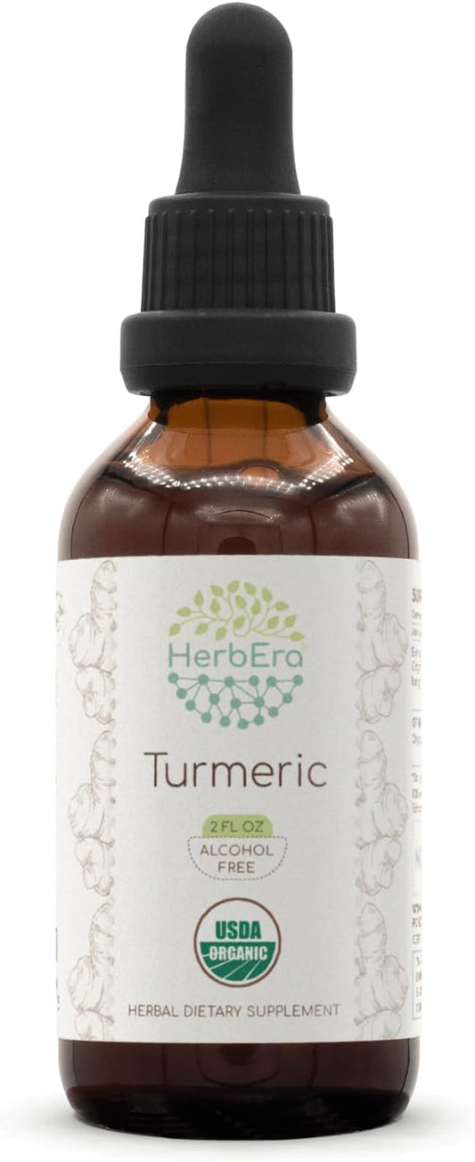 Turmeric B60 USDA Organic Tincture | Alcohol-Free Extract, High-Potency Herbal Drops | Certified Organic Turmeric (Curcuma Longa) Dried Root (2 oz)