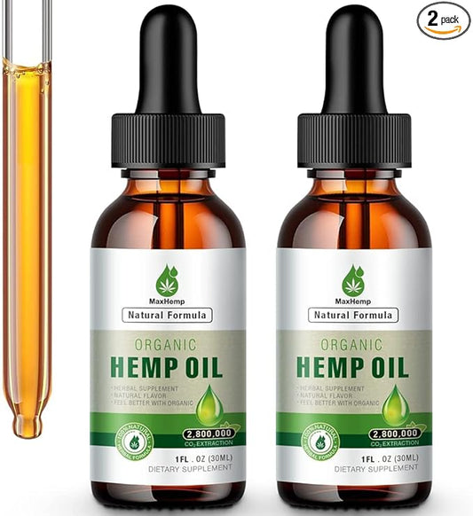 Hemp Oil Organic Premium - Maximum Strength - 100% Natural Hemp Drops Tincture - Hemp Oils with Vegan