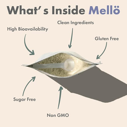 Mellö Magnesium Supplement Superblend Powder - Magnesium Glycinate with L-Theanine, GABA, and 70 Trace Minerals - Supports Sleep, Relaxation, Balanced Energy - Lavenderberry Flavor, 30 Servings