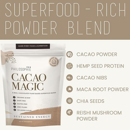 Philosophie Sunshine Drops, Cacao Magic, & Cosmic Elixir Bundle - Liquid Chlorophyll & Superfood Powder Blends - All Natural Plant-Based 3pack