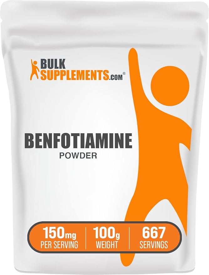 BulkSupplements.com Benfotiamine Powder - Thiamine B1 Supplement, Benfotiamine Supplement - Benfotiamine 150mg, Gluten Free - 150mg per Serving, 100g (3.5 oz) (Pack of 1)