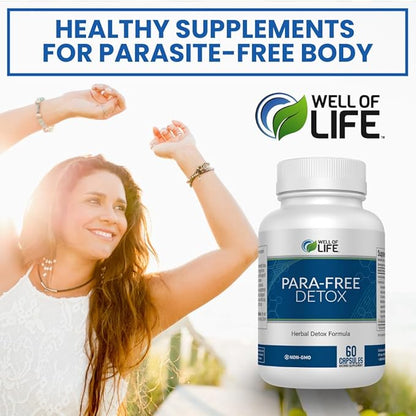 Well of Life para-Free Detox: Immune Support & Natural Detox Blend with Zinc, Black Walnut, Wormwood, Goldenseal, Cranberry & Garlic. Synergistic Formula for Overall Wellness: 60 V Capsules