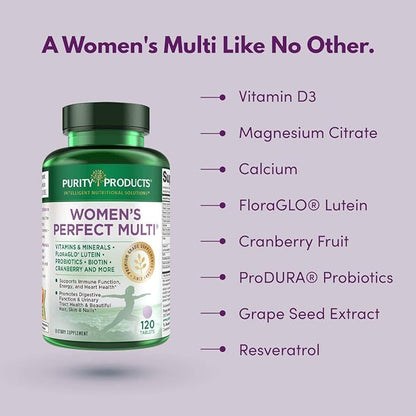 Purity Products Women’s Perfect Multi + OmegaBerry Fish Oil Women's Multi (Supports Urinary Tract Health, Immune, Bone, Hair, Skin, Nails + More) - OmegaBerry (1250mg Omega-3, Vitamin D3 + More)