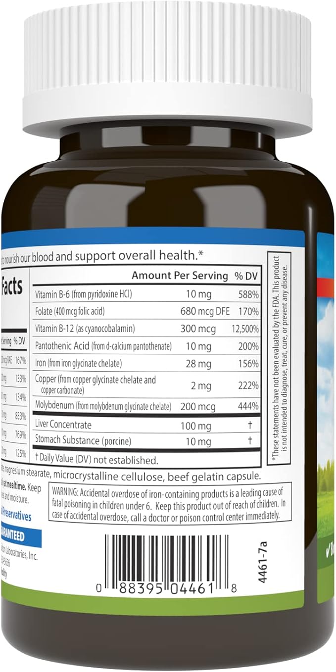 Carlson - Blood Nutrients, 28 mg Iron, Blood Development, Iron Absorption & Optimal Wellness, 180 Capsules